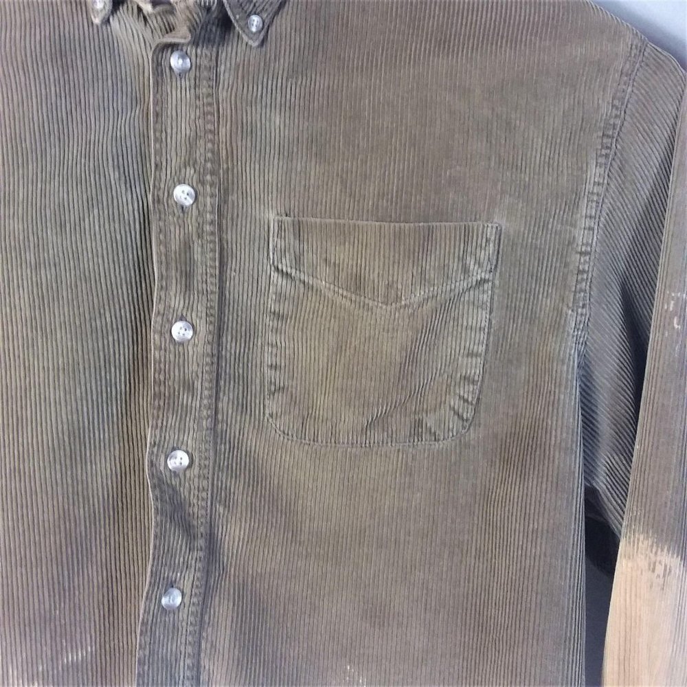 Distressed Corduroy Shirt Shacket Cropped Ribbed - Picture 4 of 6
